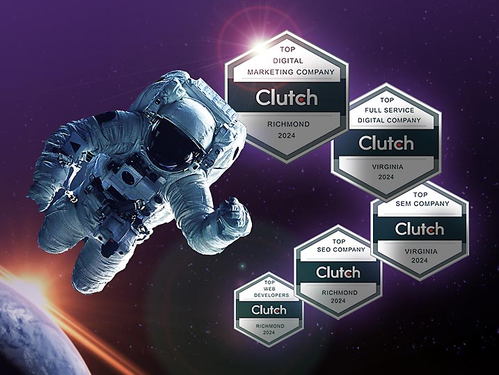 Web Tech Fusion 2024 Clutch Award - Astronaut with Award Badges